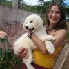 Li, proprietária do Canil Kuvasz Paulista e seu filhote de Kuvasz